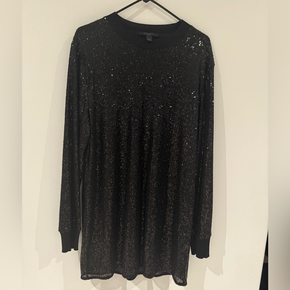 All Saints Black Sequin Mini Dress